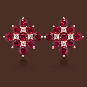 Rani Ruby & Diamond Ear Jackets Drops in 18K Rose Gold