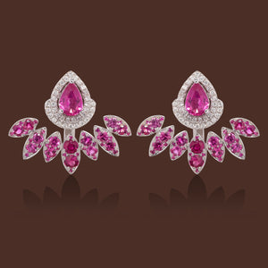 Diya Pink Sapphire & Pink Sapphire Ear Jackets in 18K Gold.