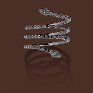 Serpentina Linea Ring in 18K Black Gold & Black Diamonds